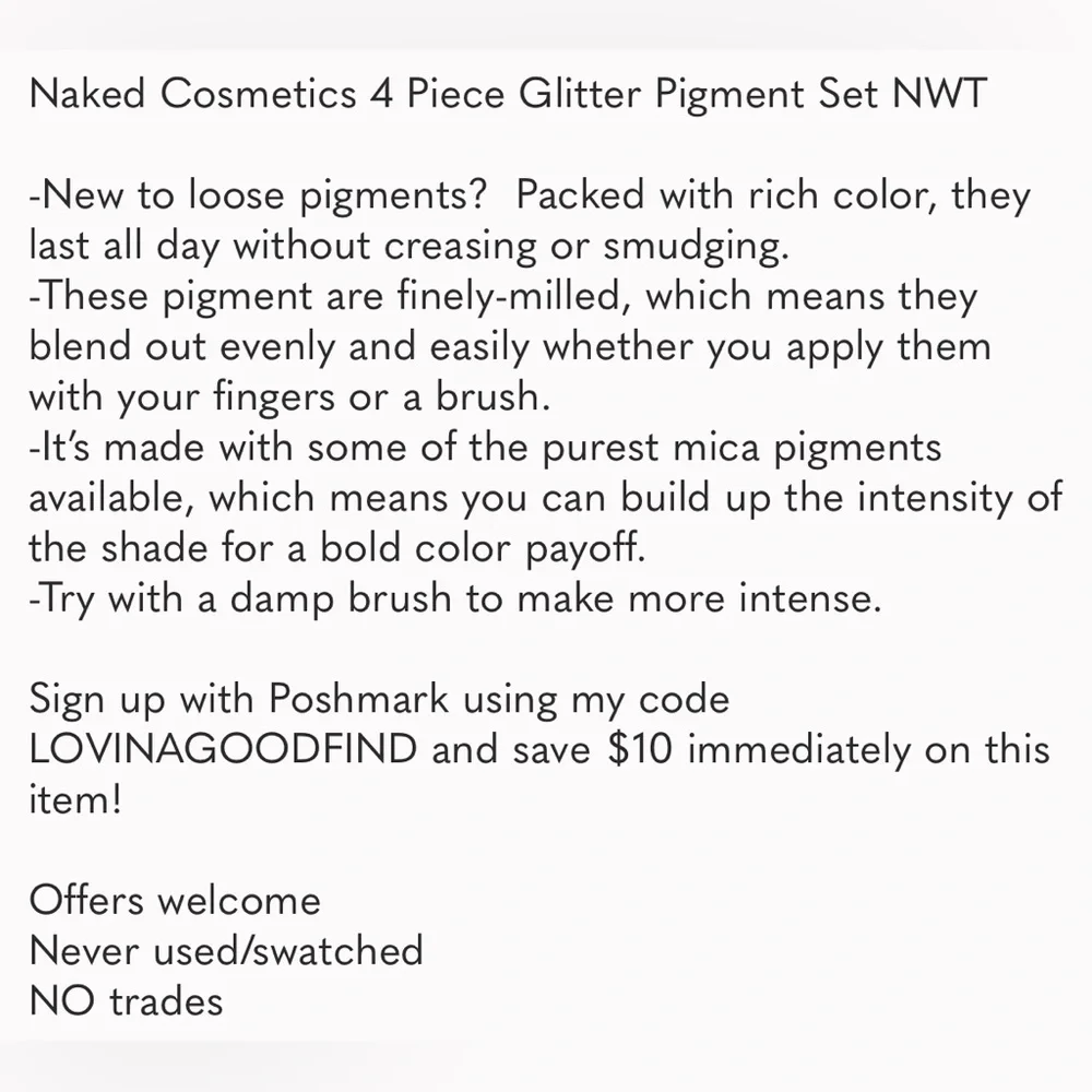 Naked Cosmetics 4 Piece Glitter Pigment Set NWT